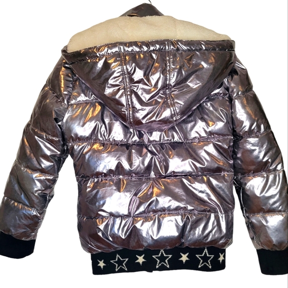 Kensie Girl Pewter Metallic Sherpa-Lined Puffer Jacket Girls size 7/8 - Picture 10 of 16